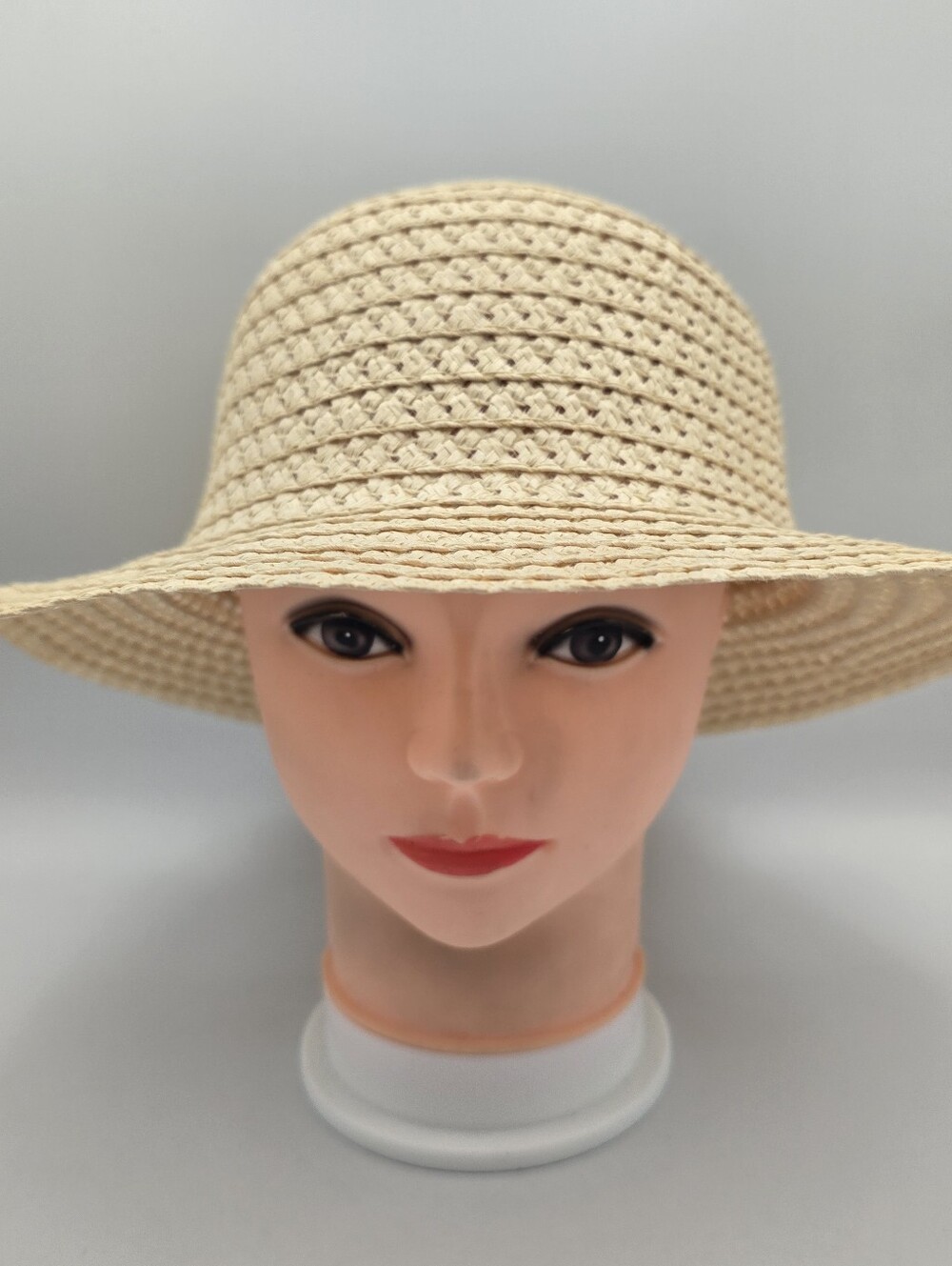 Unbranded Women's Wide Brim Braided Straw Beige Sun Hat